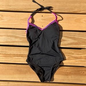 Plunge Back Halter Swimsuit Size 2 NWOT